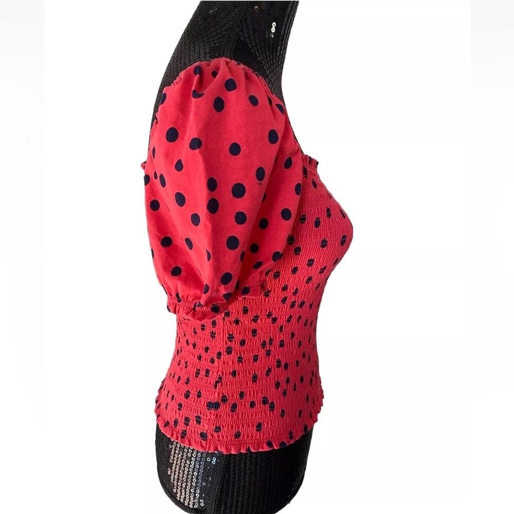 Anthropologie Dolan Left Coast Smocked Puff-Sleeved Top Red Size XS Women’s - Picture 9 of 16